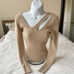 Forever 21 Ribbed Asymmetrical Long Sleeve Top